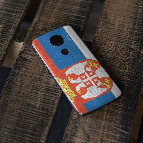Serbia Flag Distressed Moto E5 Plus Skin