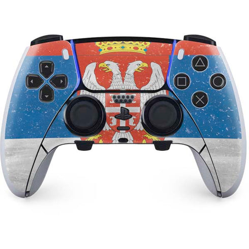 Serbia Flag Distressed PS5 DualSense Edge Pro Controller Skin
