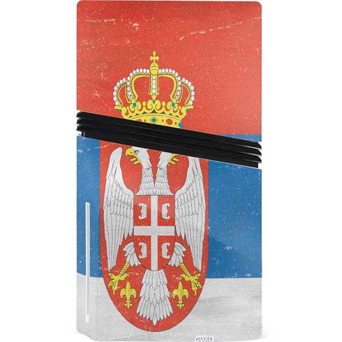 Serbia Flag Distressed PS5 Pro Disk Console Skin