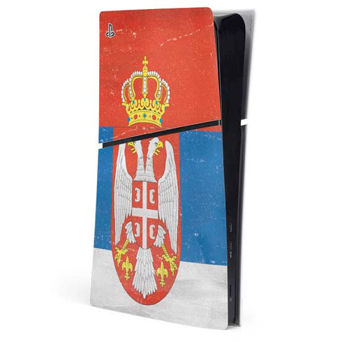 Serbia Flag Distressed PS5 Slim Digital Edition Console Skin