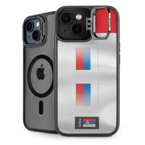 Serbia Soccer Flag iPhone 15 Plus Kickstand Case