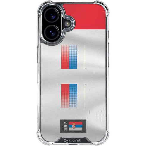 Serbia Soccer Flag iPhone 16 Plus Clear Case