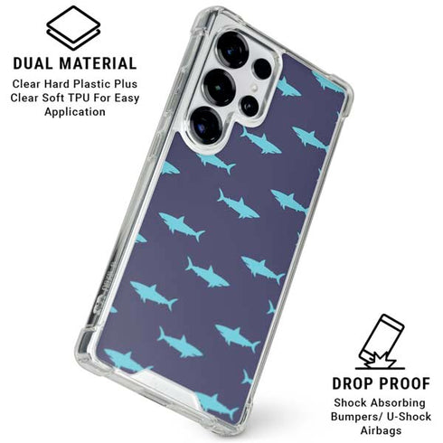 Shark Print Galaxy S25 Ultra Clear Case