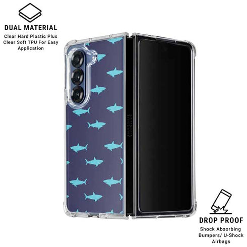 Shark Print Galaxy Z Fold7 Clear Case