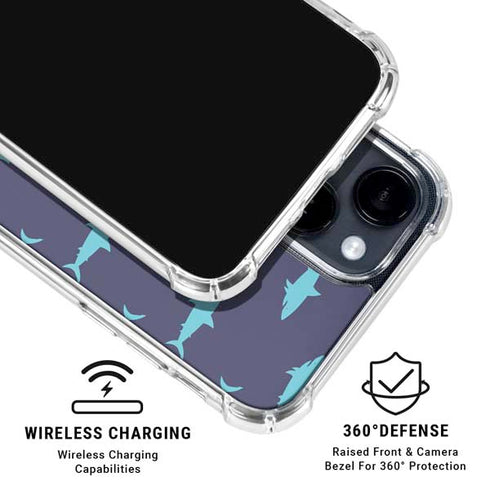 Shark Print iPhone 15 Clear Case