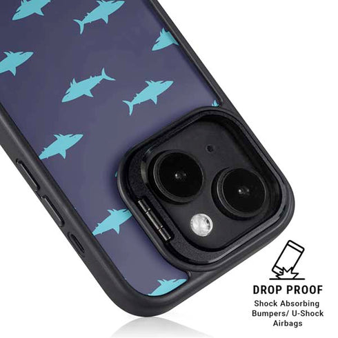 Shark Print iPhone 15 Plus Kickstand Case