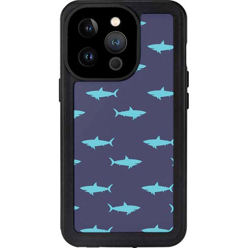 Shark Print iPhone 15 Pro Waterproof Case