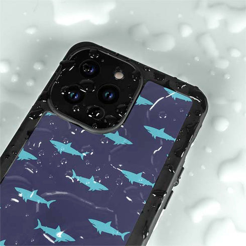 Shark Print iPhone 15 Pro Waterproof Case