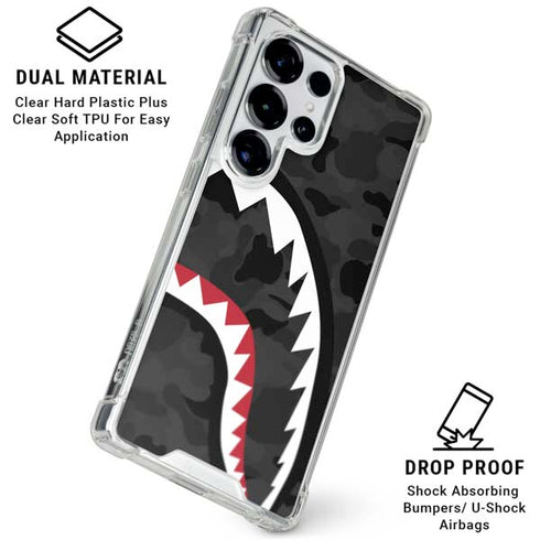 Shark Teeth Grey Street Camo Galaxy S25 Ultra Clear Case