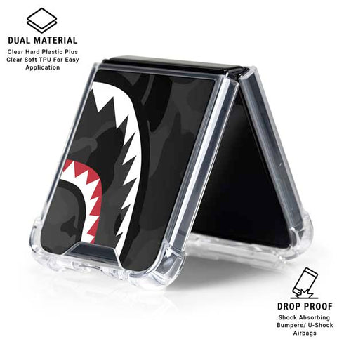 Shark Teeth Grey Street Camo Galaxy Z Flip7 Clear Case