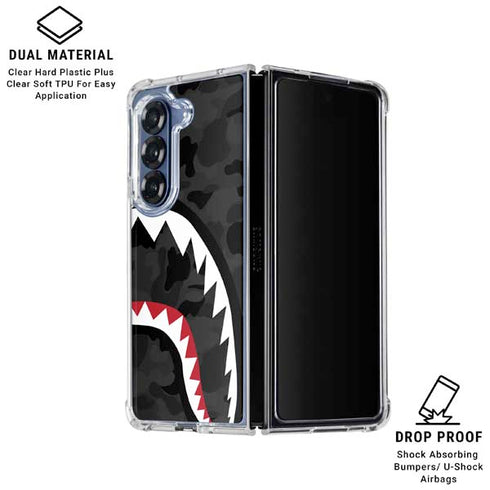 Shark Teeth Grey Street Camo Galaxy Z Fold7 Clear Case