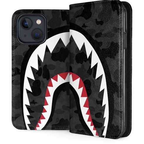Shark Teeth Grey Street Camo iPhone 14 Plus Folio Case