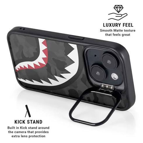 Shark Teeth Grey Street Camo iPhone 15 Kickstand Case