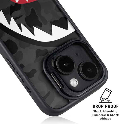 Shark Teeth Grey Street Camo iPhone 15 Kickstand Case