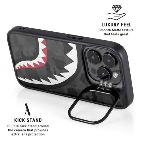 Shark Teeth Grey Street Camo iPhone 15 Pro Kickstand Case