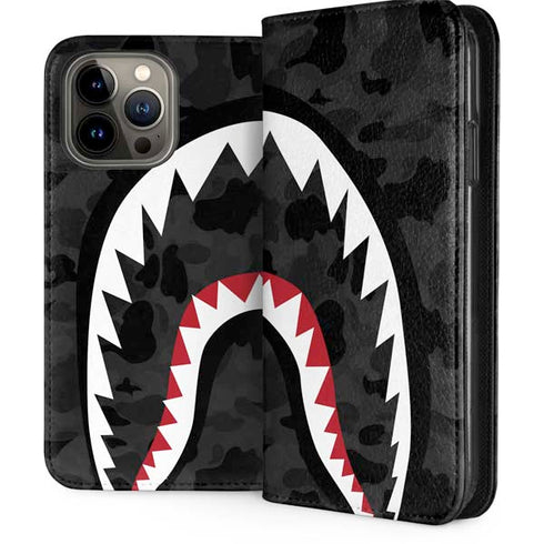 Shark Teeth Grey Street Camo iPhone 15 Pro Max Folio Case