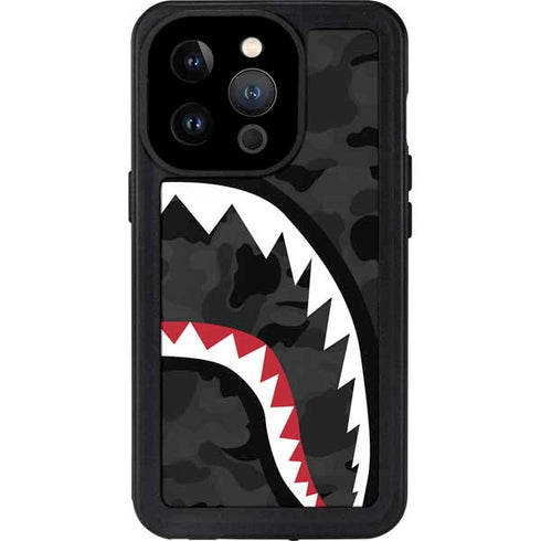 Shark Teeth Grey Street Camo iPhone 15 Pro Waterproof Case