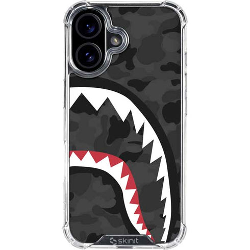 Shark Teeth Grey Street Camo iPhone 16 Clear Case