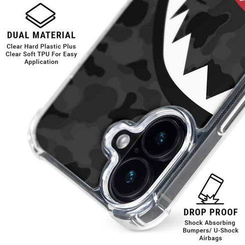 Shark Teeth Grey Street Camo iPhone 16 Plus Clear Case