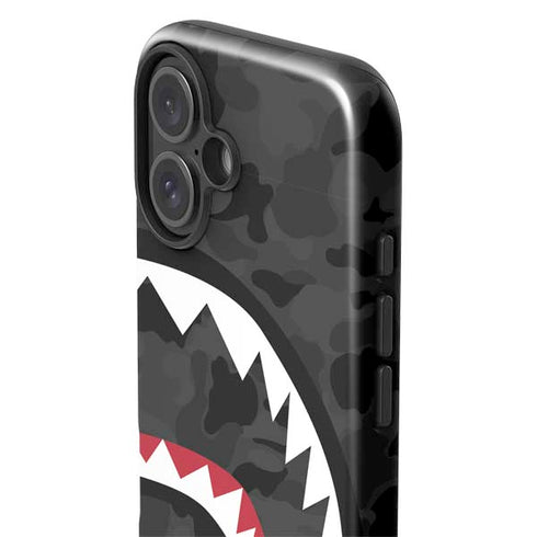 Shark Teeth Grey Street Camo iPhone 16 Plus Impact Case