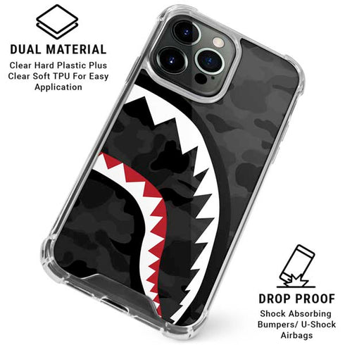 Shark Teeth Grey Street Camo iPhone 16 Pro Clear Case