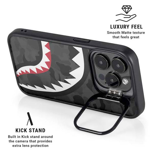Shark Teeth Grey Street Camo iPhone 16 Pro Max Kickstand Case
