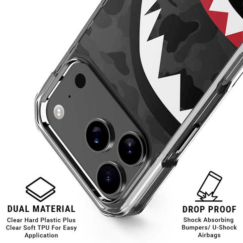 Shark Teeth Grey Street Camo iPhone 17 Pro Max Clear Case