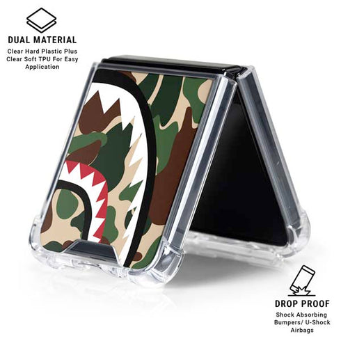 Shark Teeth Street Camo Galaxy Z Flip7 Clear Case