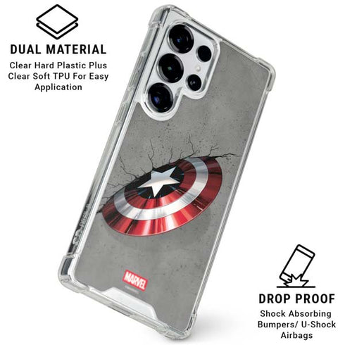 Marvel Captain America Shield Break Galaxy S26 Ultra Clear Case