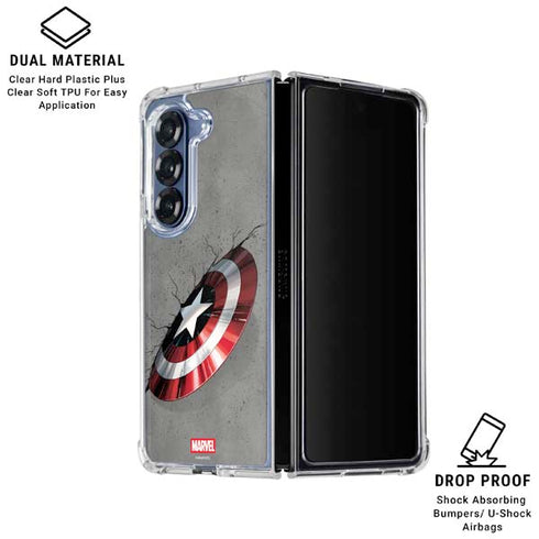 Marvel Captain America Shield Break Galaxy Z Fold7 Clear Case