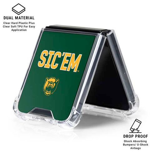 Baylor University Sic Em Green Galaxy Z Flip6 Clear Case