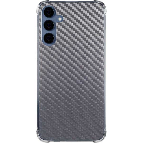 Silver Carbon Fiber Specialty Texture Material Galaxy A35 5G Clear Case