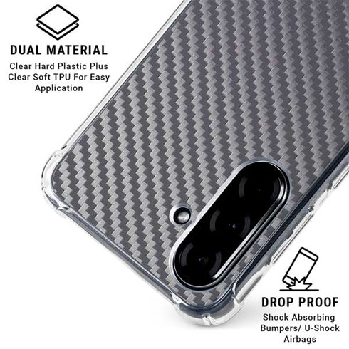 Silver Carbon Fiber Specialty Texture Material Galaxy A36 5G Clear Case