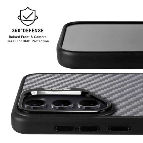 Silver Carbon Fiber Specialty Texture Material Galaxy S24 FE Kickstand Case