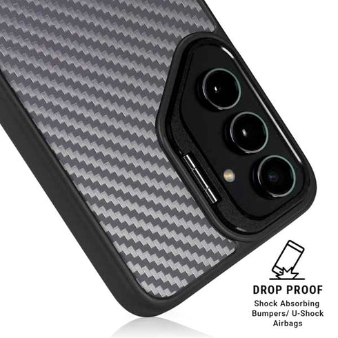 Silver Carbon Fiber Specialty Texture Material Galaxy S24 FE Kickstand Case