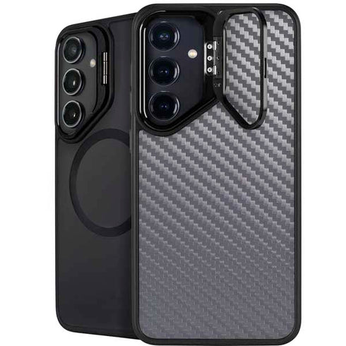 Silver Carbon Fiber Specialty Texture Material Galaxy S24 Kickstand Case