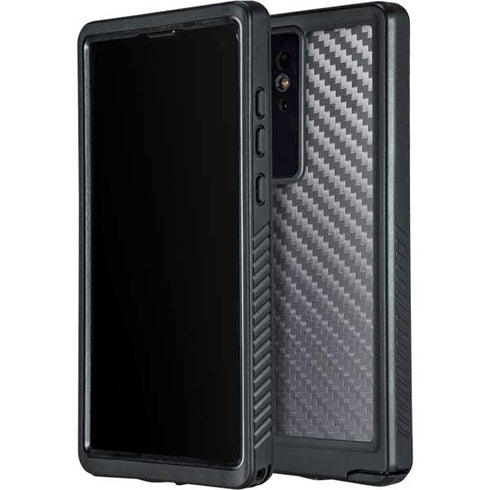 Silver Carbon Fiber Specialty Texture Material Galaxy S24 Ultra Waterproof Case