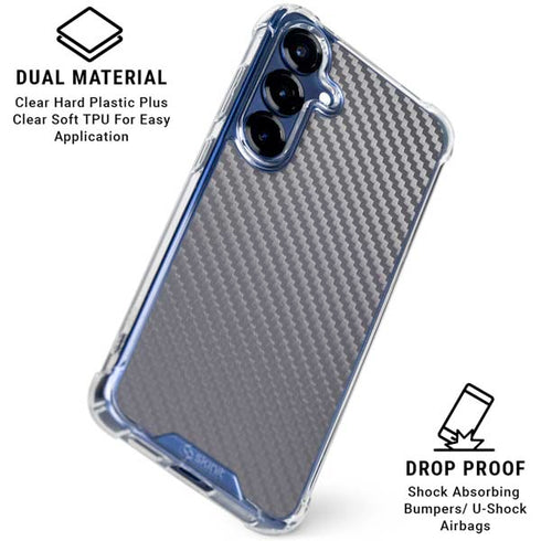 Silver Carbon Fiber Specialty Texture Material Galaxy S25 FE Clear Case