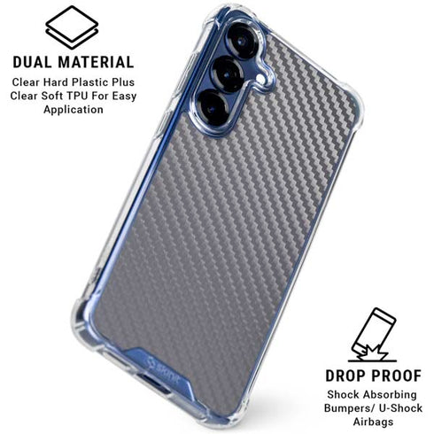 Silver Carbon Fiber Specialty Texture Material Galaxy S25 Plus Clear Case