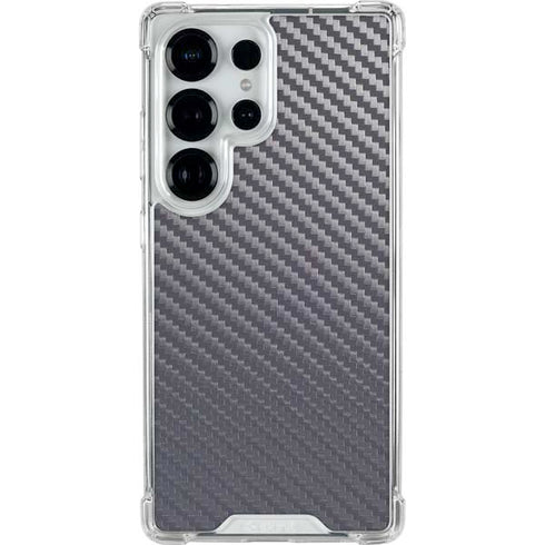 Silver Carbon Fiber Specialty Texture Material Galaxy S25 Ultra Clear Case