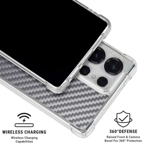 Silver Carbon Fiber Specialty Texture Material Galaxy S25 Ultra Clear Case
