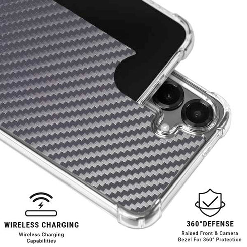 Silver Carbon Fiber Specialty Texture Material Galaxy S26 Clear Case