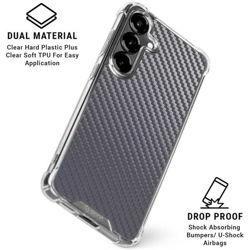 Silver Carbon Fiber Specialty Texture Material Galaxy S26 Clear Case