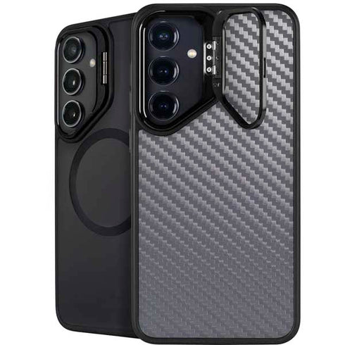 Silver Carbon Fiber Specialty Texture Material Galaxy S26 Kickstand Case