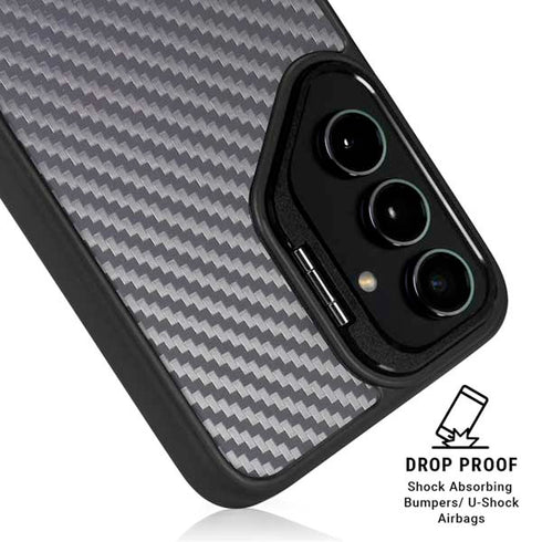 Silver Carbon Fiber Specialty Texture Material Galaxy S26 Kickstand Case