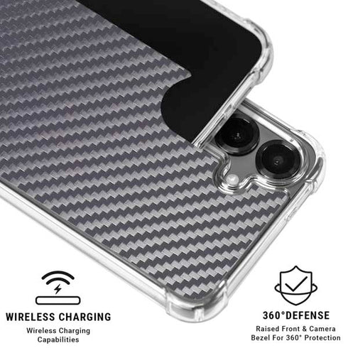 Silver Carbon Fiber Specialty Texture Material Galaxy S26 Plus Clear Case