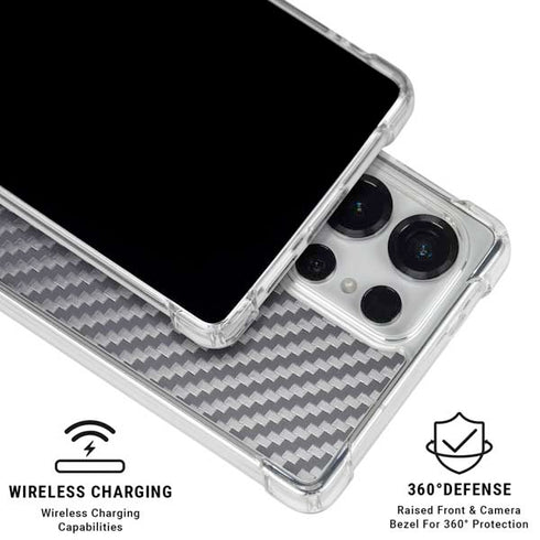 Silver Carbon Fiber Specialty Texture Material Galaxy S26 Ultra Clear Case