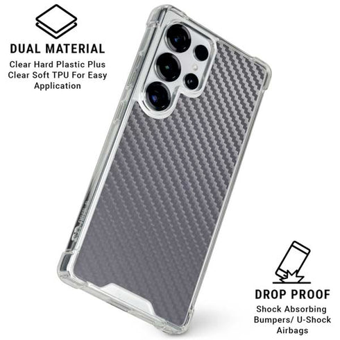 Silver Carbon Fiber Specialty Texture Material Galaxy S26 Ultra Clear Case