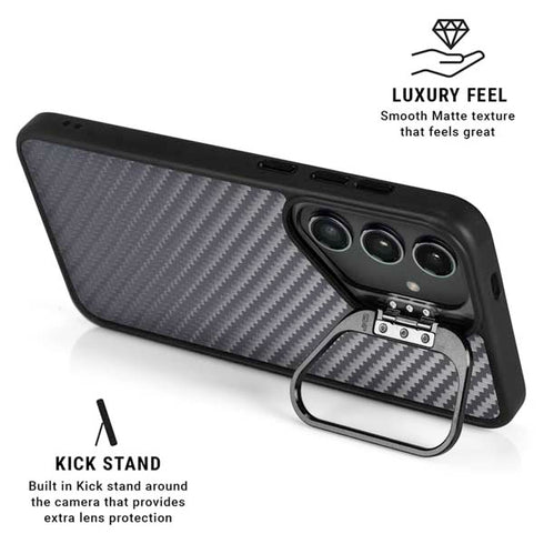 Silver Carbon Fiber Specialty Texture Material Galaxy S26 Ultra Kickstand Case