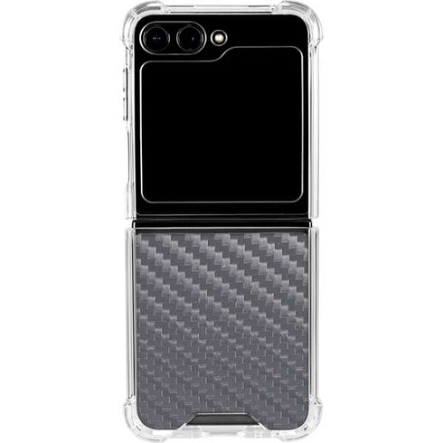 Silver Carbon Fiber Specialty Texture Material Galaxy Z Flip6 Clear Case